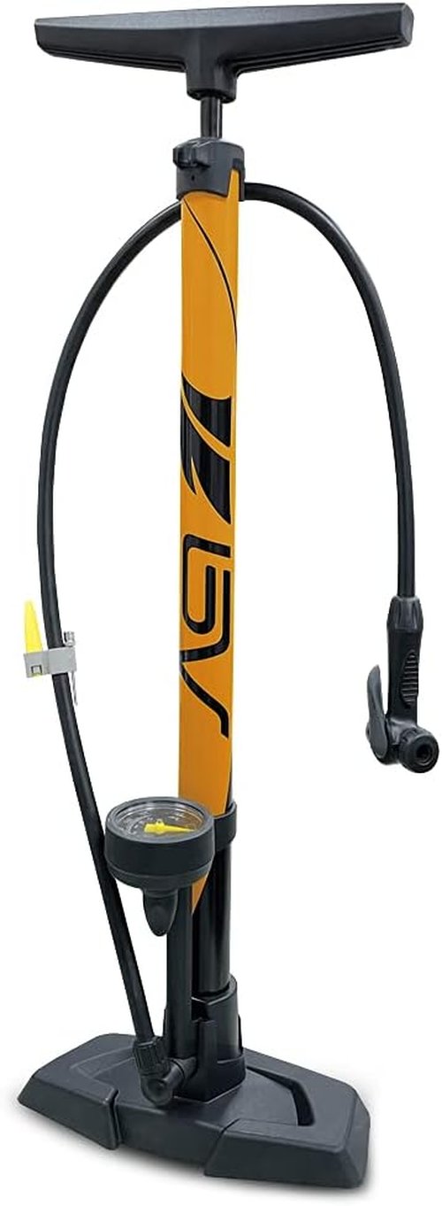 BV Bicycle Pump - Durable Floor Pump with Smart Valve Head | 160 PSI, Automatically Reversible Presta & Schrader, 17/24 Inch