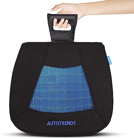 AUTOTRENDS Gel Seat Cushion Cooling Coccyx Orthopedic Breathable Car Seat Cushion Anti Slip Backing Mat, Black