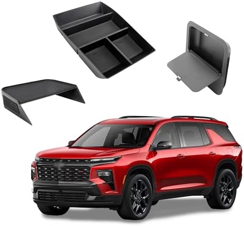 Center Console Organizer Compatible with 2024-2026 Chevy Traverse Accessories, Divider Compartment Tray＆Console Bottom Storage Box＆Armrest Hidden Insert Tray (Not fit 2024 Traverse Limited)