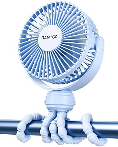 Gaiatop Mini Portable Stroller Fan, Small Clip on Fan 3 Speed Rechargeable