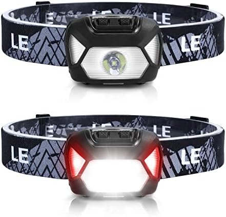 Lepro Headlamp Battery Powered Waterproof LED Headlight 2 Pack - Black