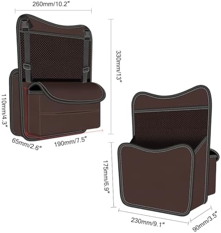 Car Purse Holder Between Seats Car Organizer, Leather Large Capacity Car Handbag Holder for Front Seat, Seat Back Net Bag Double-sided Tissue Storage Handbag Holder Car Accessories (Brown)
