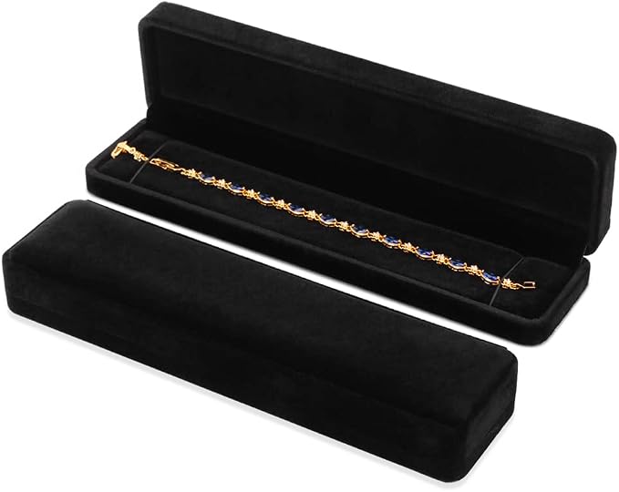 iSuperb Set of 2 Velvet Necklace Box Long Bracelet Box Display Chain Jewelry