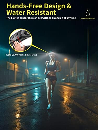 Smiling Shark LED Headlamp, 230°Wide Angle 3*Multi-Color Light Strips The Brightest Head Lamp Rechargeable with Motion Sensor Waterproof Headlight for Camping Hiking Outdoor, Head-Lamp-LED-Hat-Light