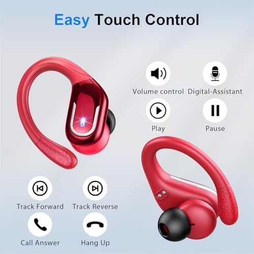Wireless Earbuds, Sports Bluetooth 5.4 Headphones IPX8 Waterproof, 70H Over Ear Buds with Deep Bass Sound,4 ENC Noise Cancelling Mics, USB-C Fast Charging Earphones with Earhooks for Workout/Running | Bluetooth 5.4, 4 ENC Microphones, Deep Bass Sound, ...
