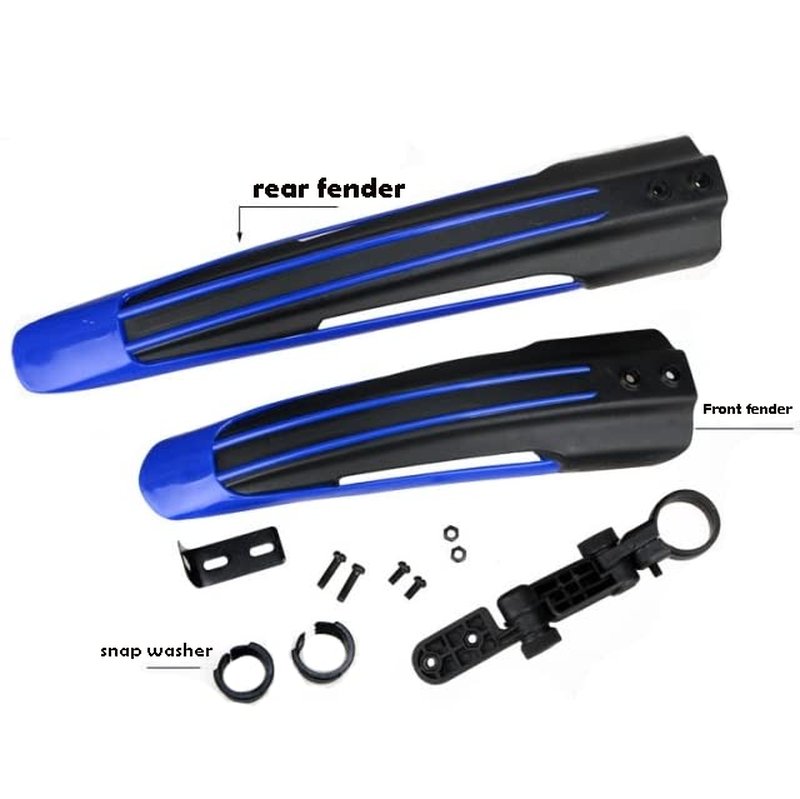 WIROJ Adjustable Road Mountain Bike Bicycle Cycling Tire Front and Rear Mud Guards Mudguard Fenders Set (Black)