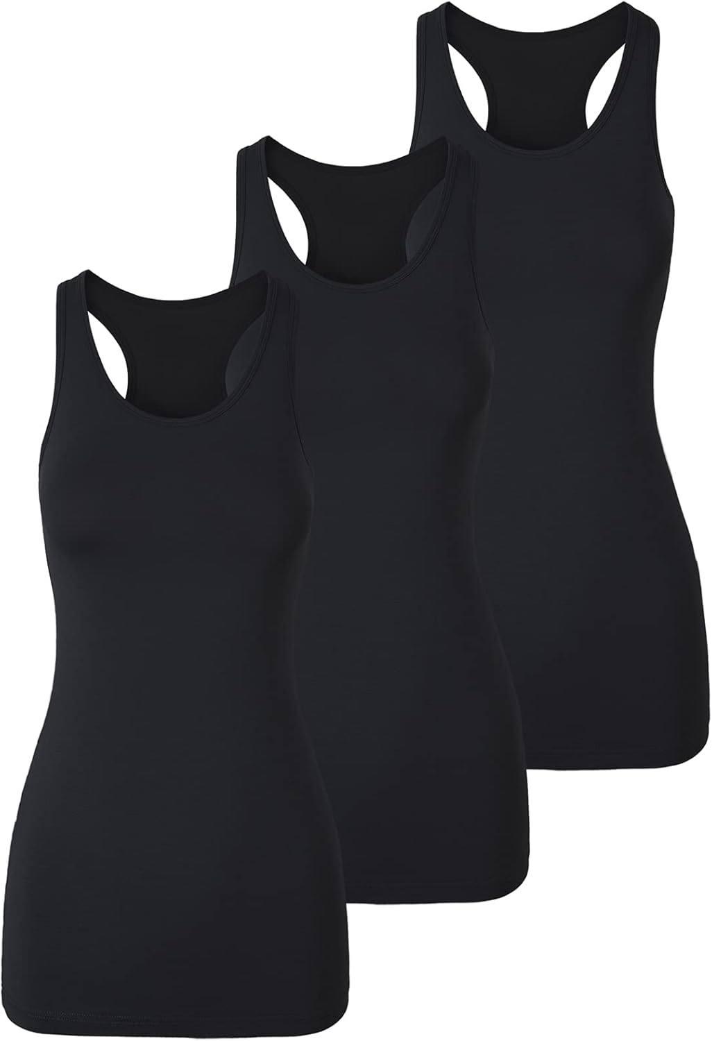 TAIPOVE Long Tank Tops for Women - Cotton Racerback Camisole Activewear | Extra Long 3-Pack