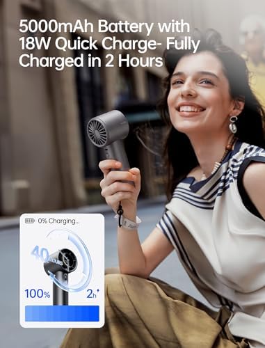 JISULIFE Handheld Fan Pro1S - Next-Gen Airflow: Up to 40H Runtime