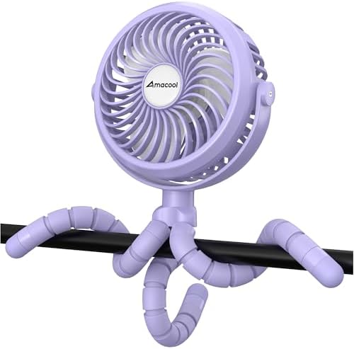 AMACOOL Battery Operated Stroller Fan, Portable Clip On Fan Rechargeable