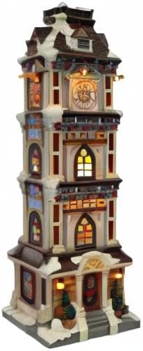 MOMENTS IN TIME Lighted Christmas Clock Tower 14.5” LED Hand-Painted Polyresin