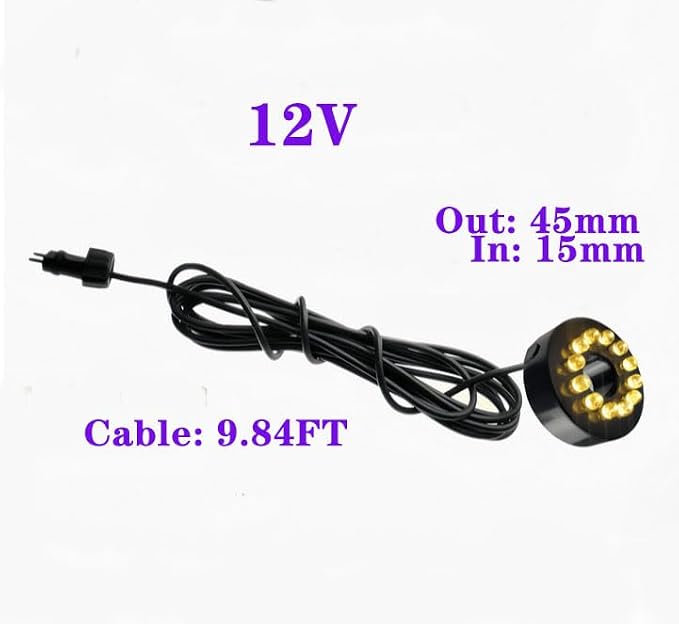 Replacement 12V Underwater 12-LED Lights Ring Submersible Fountain Pond