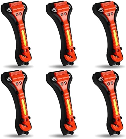 MorTime 6 Pack Car Safety Hammer Window Breaker, Car Emergency Escape Tool, Window Hammer Seat Belt Cutter