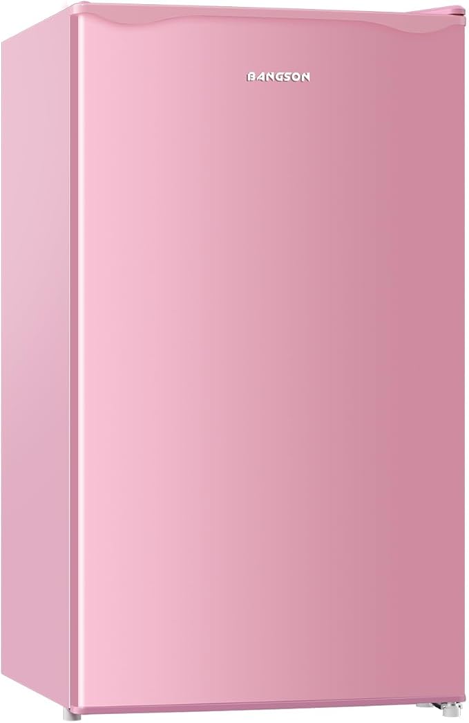 Mini Fridge with Freezer 3.2 Cu.Ft for Bedroom and Office Pink | Single Door, Small Refrigerator, Energy-efficient, Low Noise, Mini fridge for Dorm