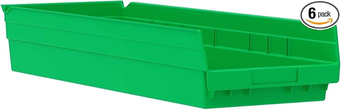 Akro-Mils 6 Pack AkroBins Nesting Storage Bins, Space-Saving Stackable Organizers for Garage, Classroom and Warehouse Organization, Green