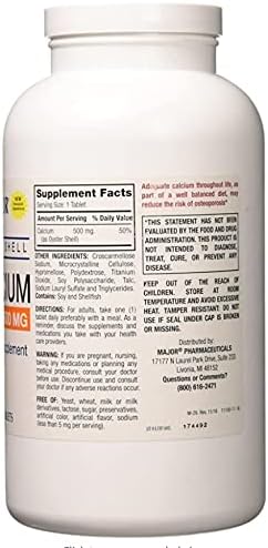 Oyster Shell Calcium Tablets, 500mg, 1000ct