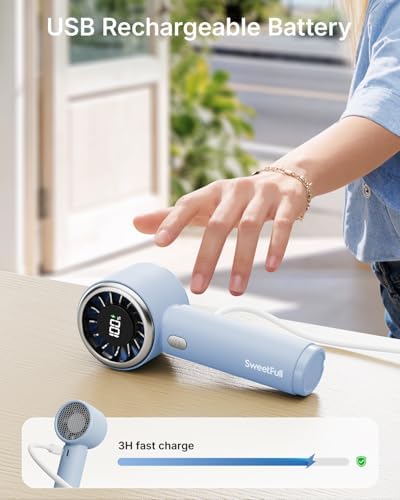SWEETFULL Portable Handheld Fan, Mini Rechargeable Personal Hand Fan