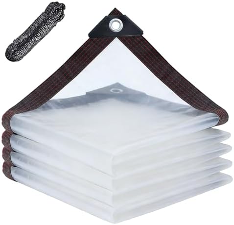 Clear Tarps 7x9ft, Waterproof Tarp Transparent with Grommets for Outdoors Anti-Tear for Chicken Coops Covering Firewood