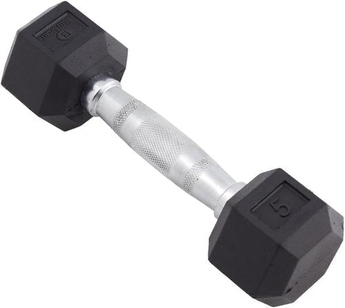 Body Sport Hex Dumbbell - Rubber Encased Weight for Strength Training | Home Gym Essential
