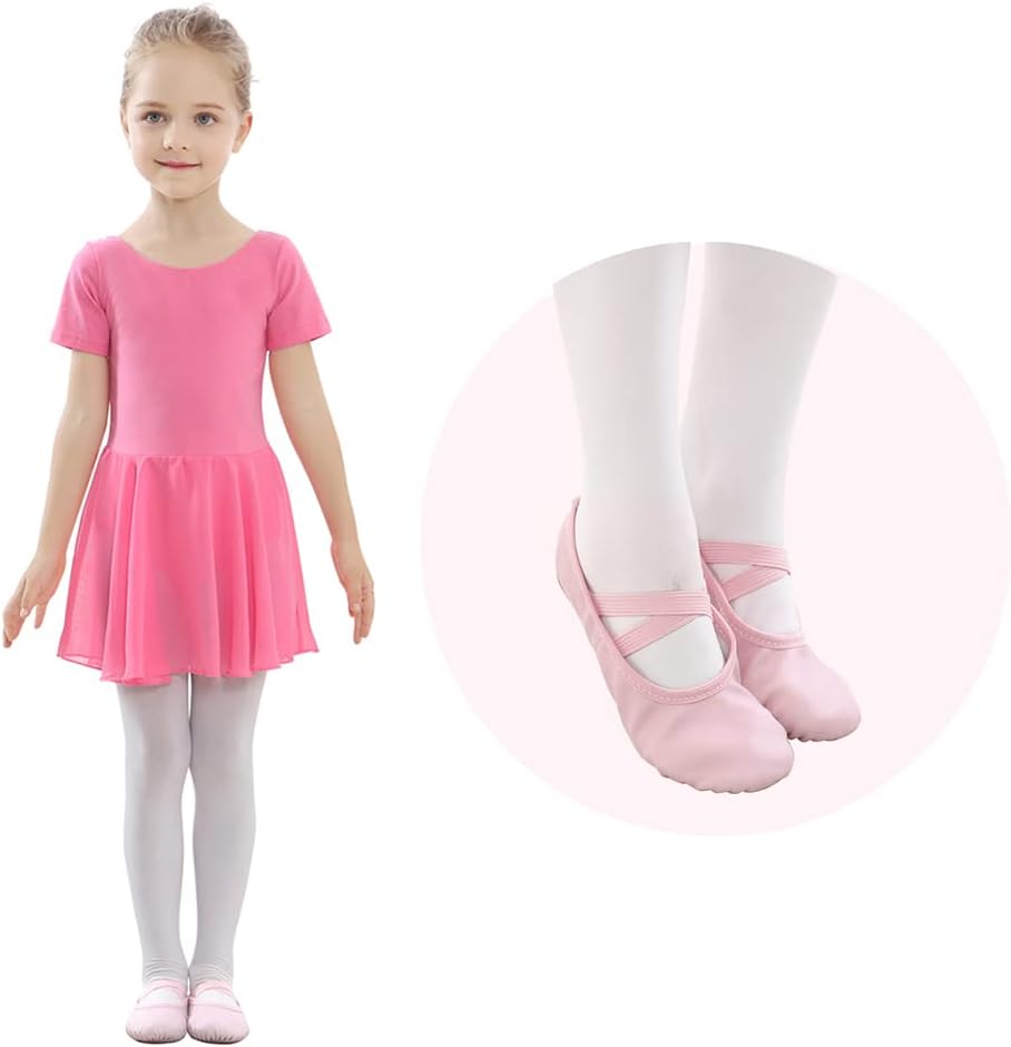 Stelle Ballet Shoes - Soft Leather Toddler & Kids Ballet Slippers for Dance | Multiple Sizes Available