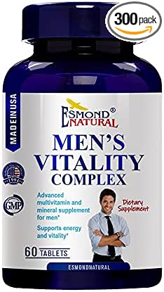 (5 Pack) Esmond Natural: Men's Vitality Complex (Advanced Multivitamin and Mineral Supplement for Men. Supports Energy and Vitality), GMP, Natural Product Assn Certified, Made in USA - 300 Tablets