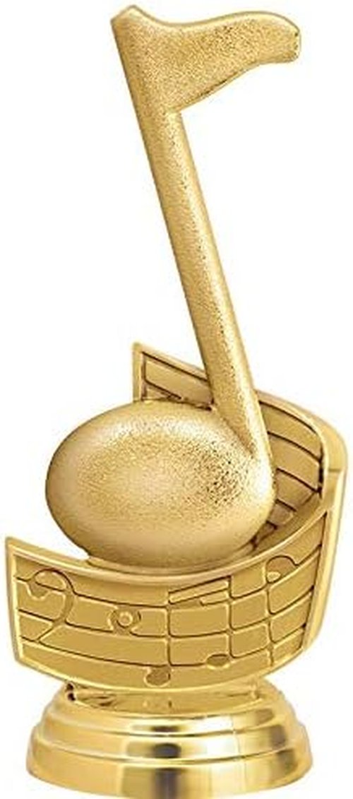 Crown Awards Music Trophies with Custom Engraving, 7.25" Personalized Gold Music Note Singing Trophy On Deluxe Round Base Prime