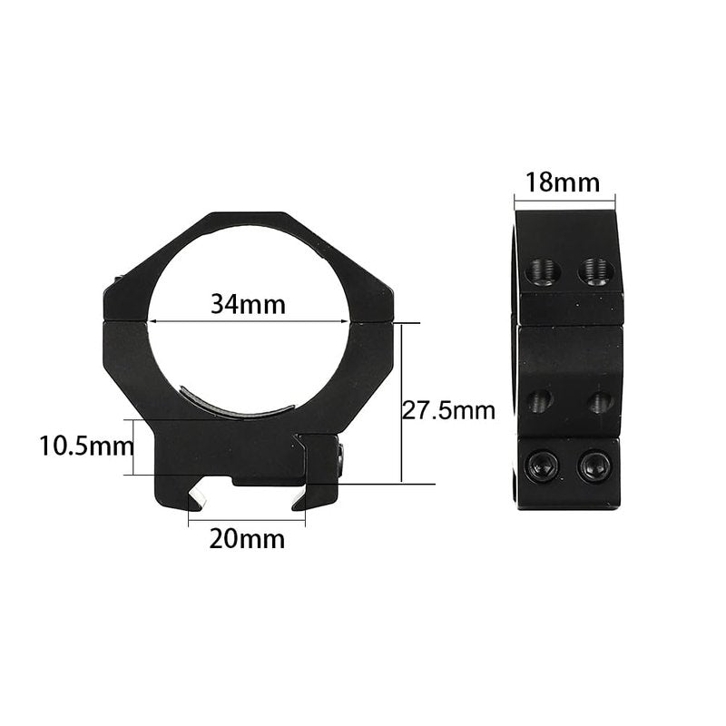 ohhunt 34mm Scope Rings Picatinny Scope Mount fit 34 mm Rifle Scope (Medium 1 inch Height)