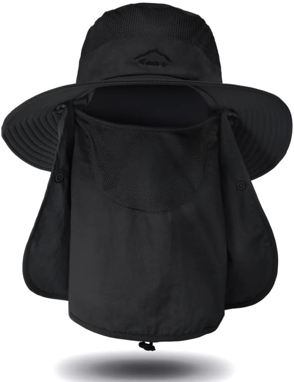 Skiennix Fishing Hat - Sun Protection with Removable Mesh Face & Neck Flap | Windproof Strap for All