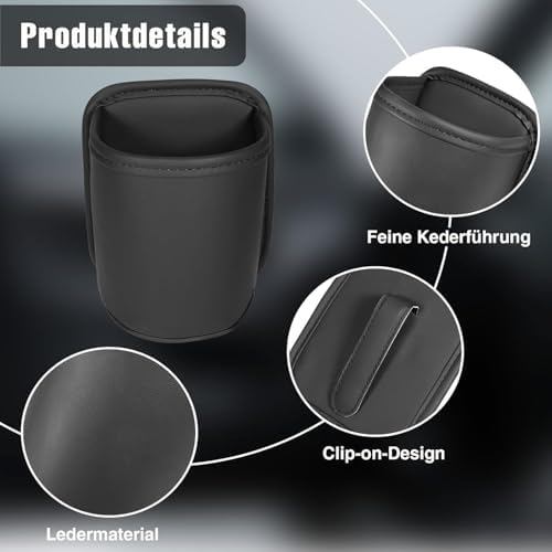 Car Cup Holder for Mitsubishi Eclipse Cross 2021-2024, Leather Door Side Drink Stand Automotive Hanging Storage Organizer Clip-On Vehicle Bottle Mount Pocket Black