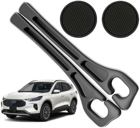 Car Seat Gap Filler Organizer Compatible with Ford Escape Accessories Seat Gap Plug Blocker with Storage Slot Non-Slip Car Cup Holder Coaster Black 2 Pack