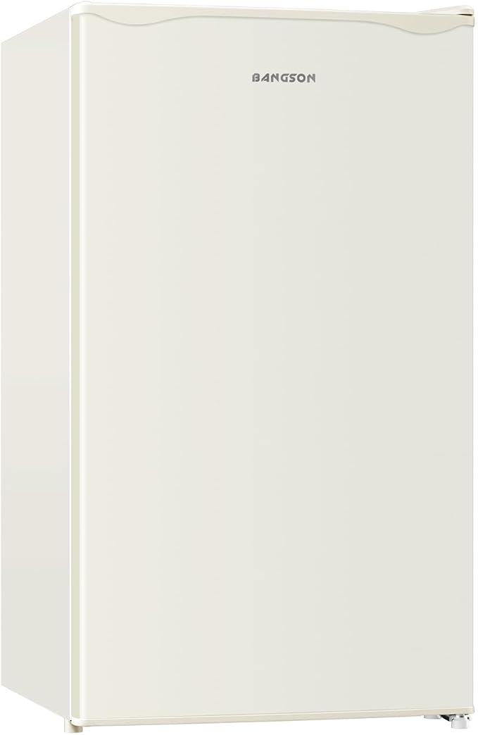 Mini Fridge with Freezer 3.2 Cu.Ft for Bedroom Cream White | Single Door, Small Refrigerator, Energy-efficient, Low Noise, Mini fridge for Dorm Office