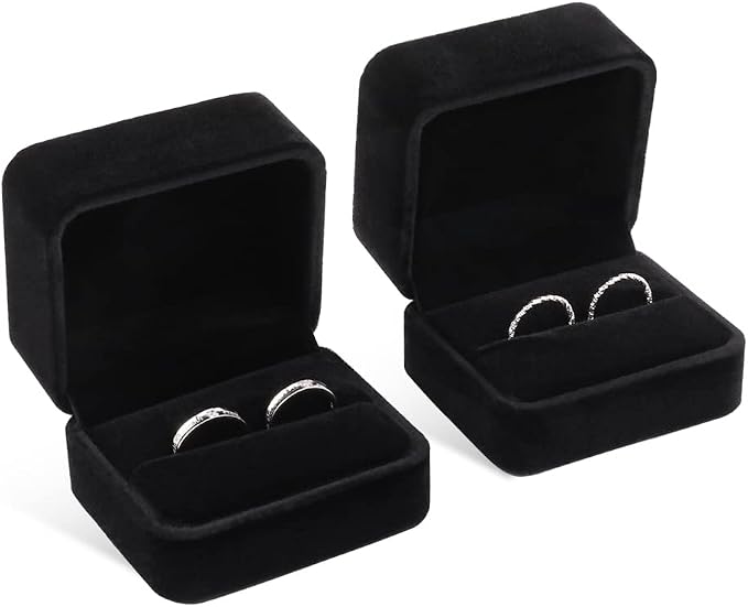 iSuperb Set of 2 Unit Classic Velvet Couple Double Ring Box Earring Jewelry