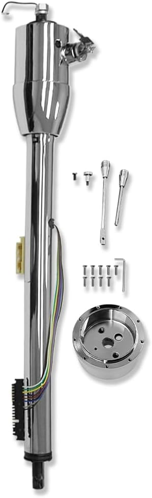 GM 28" Floor Shift Tilt Manual Steering Column Chrome w/Adapter & Key