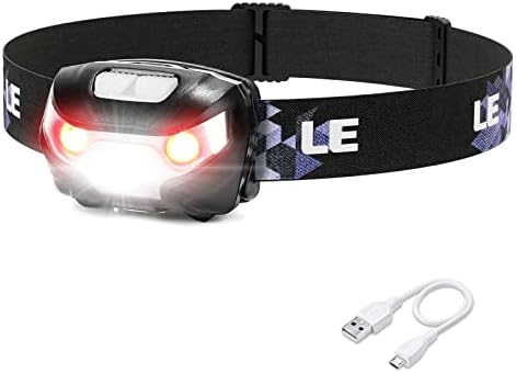 Lepro LED Headlamp Rechargeable IPX4 Waterproof Headlight 5 Modes - Black