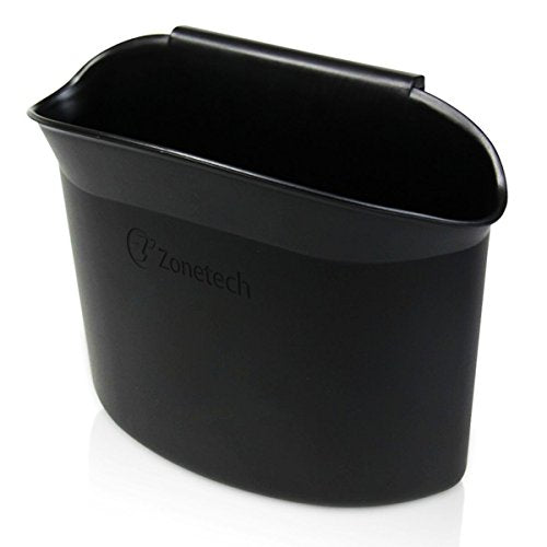 ZONETECH Portable Hanging Mini Car Garbage Can – Classic Black Trash Container - Premium Quality Automotive Universal Compact Traveling Wastebasket for Vehicle,Office, Home (1-Pack)