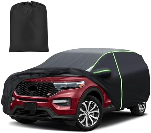 Mixsuper Liner Car Cover for Ford Explorer 1995-2026, 7 Layers Full Car Cover All Weather Car Covers for Explorer, Waterproof Outdoor Cover with Zipper Door Reflective Strips