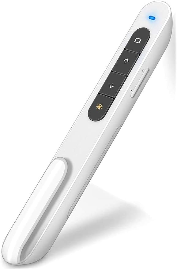 DinoFire White Wireless Presenter, Volume Control Presentation Clicker