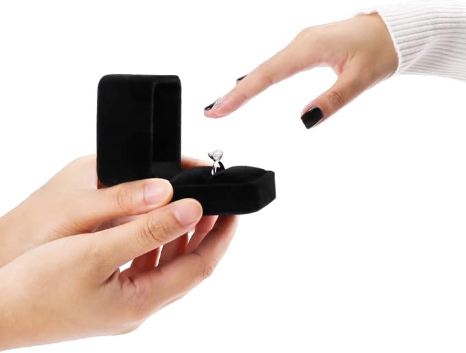 iSuperb 2 Pieces Velvet Ring Box Classic Jewelry Gift Boxes