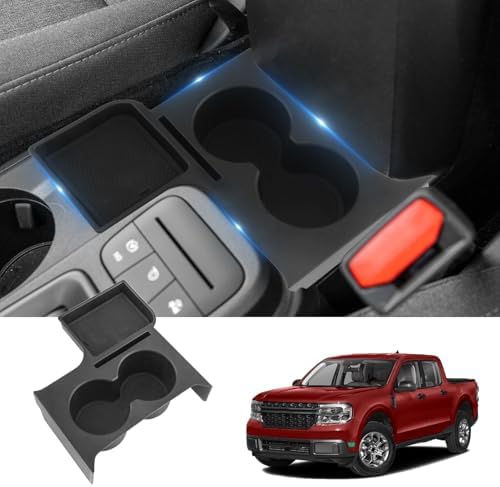 Zekrom Center Console Cup Holder Compatible with Ford Maverick 2022 2023 2024, Dual Cup Holders Armrest Box Insert Expander Organizer Tray with Mat Accessories