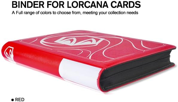Premium Lorcana Card Binder - 16 Pocket Trading Card Album with Sleeves for 1024 Cards | Classic Red