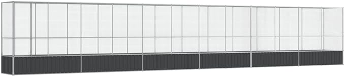 Large Metal Heavy Duty Walk-in Aviary Cage with Extension, Ample Activity Space Bird Cage with Lockable Door Also for Chickens and Rabbits, Silver 492.3"x42.1"x83.5" Steel,-518