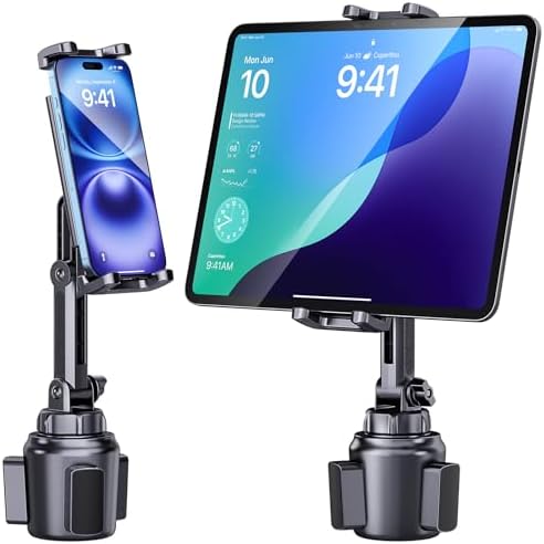 Cup Holder Phone Tablet Mount for Car,Truck,360° Rotatable & Adjustable Arm Compatible with iPad iPhone Samsung Tab Kindle Fire HD Smartphones and Other 4.7-10" Devices