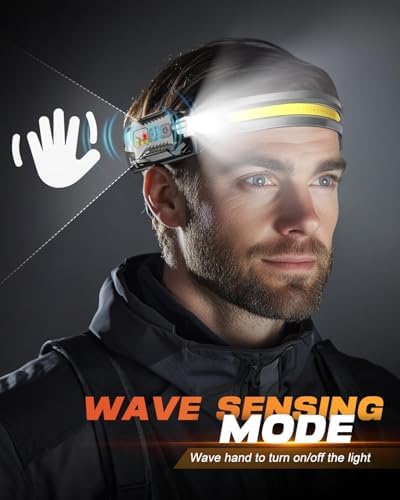 Victoper Rechargeable Headlamp 2Pack, Detachable 230° Wide Beam LED 2in1 Head Lamp with Motion Sensor, Hard Hat Head Light for Adults, 9 Modes Flashlight for Running Hunting Camping Essentials Gear