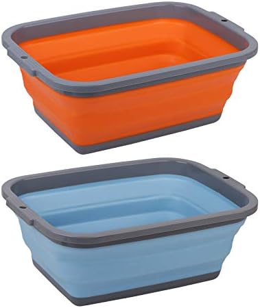 2 Pack Collapsible Sink with 2.25 Gal / 8.5L Each, Foldable Dish Tub for Washing Dishes, Camping, Hiking and Home, Portable Washing Basin
