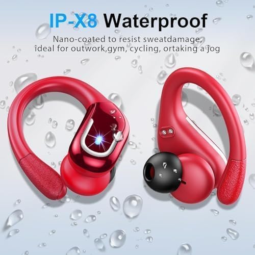 Wireless Earbuds, Sports Bluetooth 5.4 Headphones IPX8 Waterproof, 70H Over Ear Buds with Deep Bass Sound,4 ENC Noise Cancelling Mics, USB-C Fast Charging Earphones with Earhooks for Workout/Running | Bluetooth 5.4, 4 ENC Microphones, Deep Bass Sound, ...