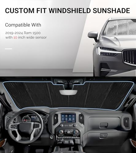 Pigenius Windshield Sun Shade for Ram 1500 2019-2024 with 10 inch Wide Sensor - AstraGuard