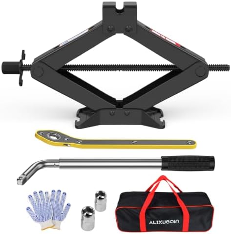 Car Jack Kit, 3 Ton (6614 lbs) Scissor Jack for Car, SUV, MPV | Alloy Steel Heavy Duty Scissor Car Jack, Portable Garage Tire Change Repair Tool, Outdoor Car Emergency Kit