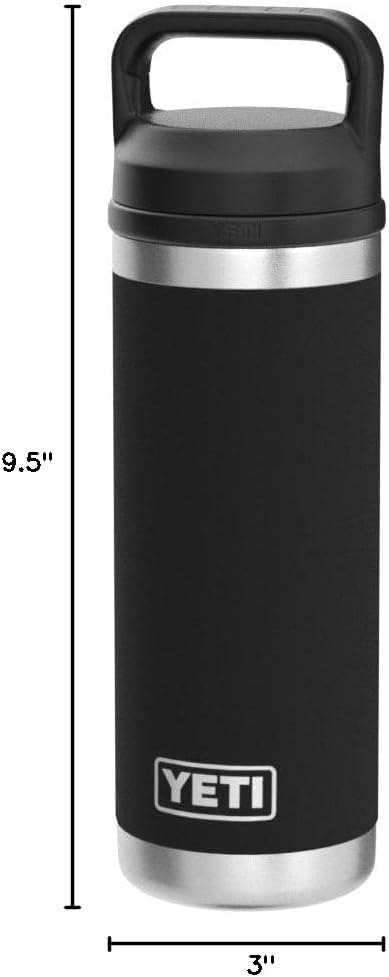 YETI Rambler 18 oz Bottle - Vacuum Insulated Stainless Steel with Chug Cap | Sleek Black Design