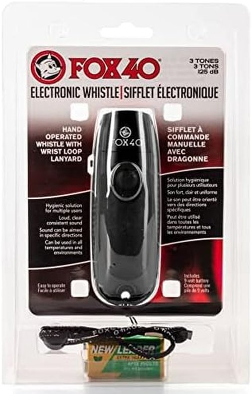 Fox40 Electronic Whistle - Black Color for Clear Sound and Easy Use