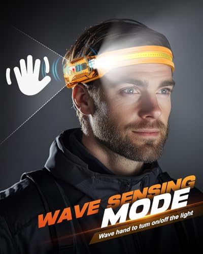 Victoper Rechargeable Headlamp 2Pack, Detachable 230° Wide Beam LED 2in1 Head Lamp with Motion Sensor, Hard Hat Head Light for Adults, 9 Modes Flashlight for Running Hunting Camping Essentials Gear