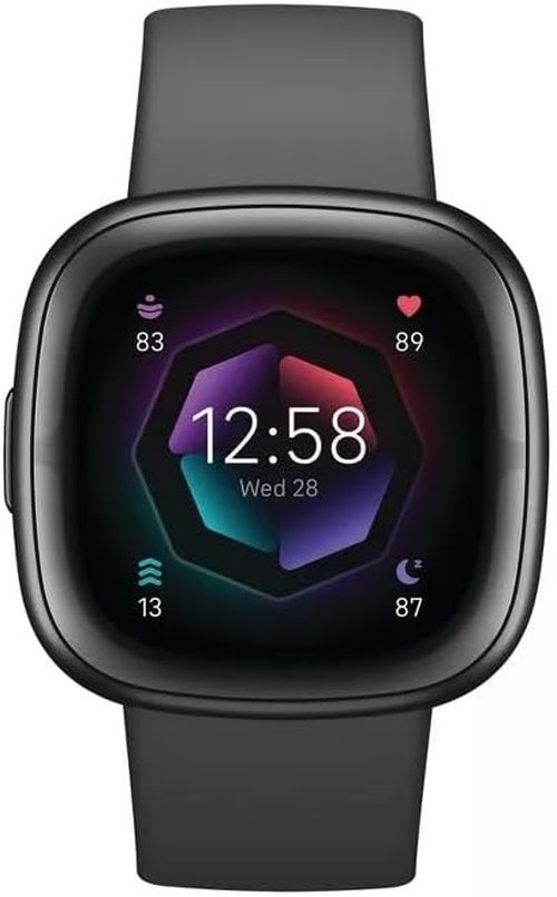 Fitbit Sense 2 Smartwatch - Advanced Health Monitoring, ECG, SpO2, GPS | Shadow Grey/Graphite, One Size